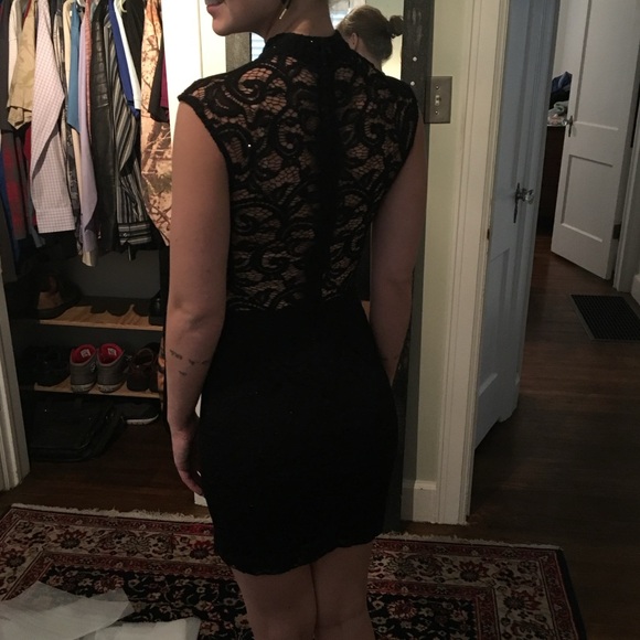 NWT Windsor Black Sparkle Open Back Mini Dress S - Picture 3 of 10